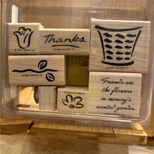 Stampin' Up! Wooden Stamp Set - Black Floral and Sentiments